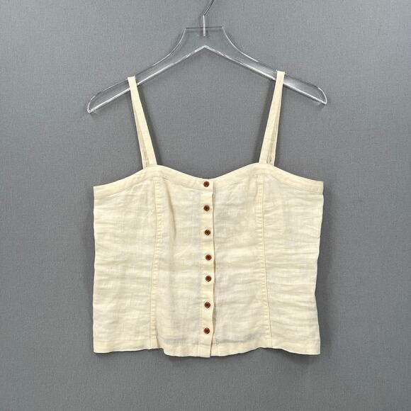 EVERLANE The Linen Picnic Top Womens 2 Cream Button Front Spaghetti Strap NEW - Picture 2 of 11